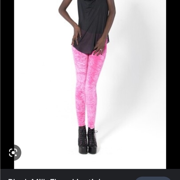 Blackmilk Crushed Velvet Fluro Hot Pink Leggings - Picture 2 of 6